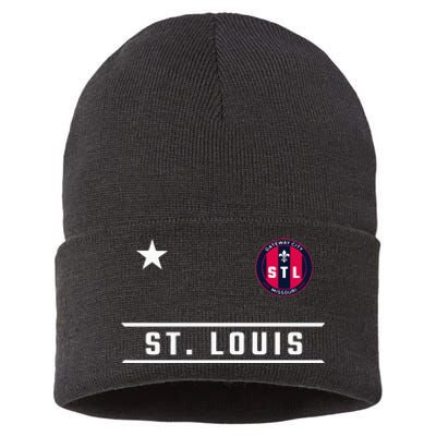 St Louis Missouri Fleur De Lis Custom Badge Sustainable Knit Beanie