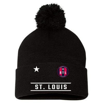 St Louis Missouri Fleur De Lis Custom Badge Pom Pom 12in Knit Beanie