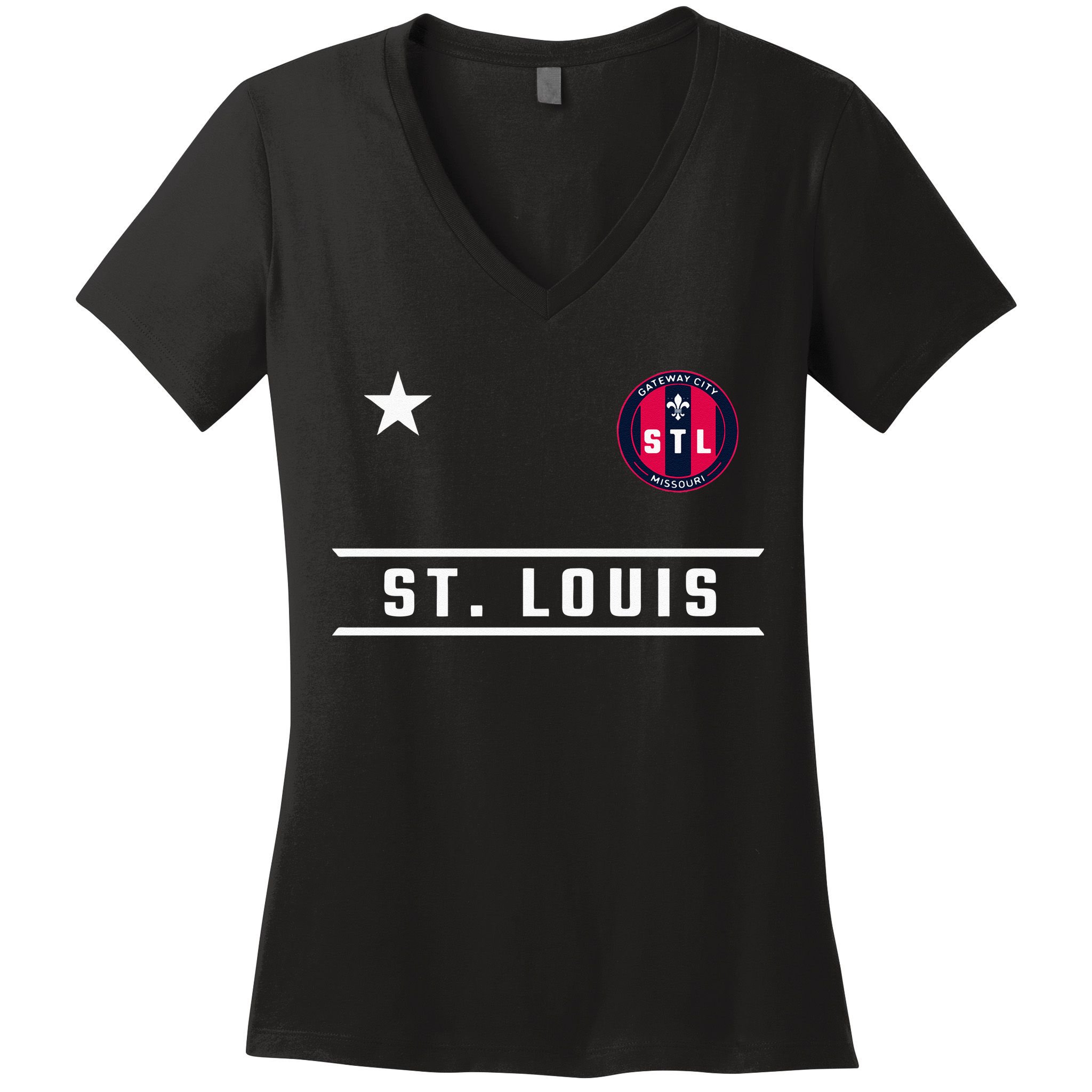St Louis Missouri Fleur De Lis Badge Women's V-Neck T-Shirt