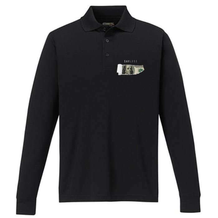 Say Less Money Dollar Sign Business Cryptocurrency Rich Earn Performance Long Sleeve Polo