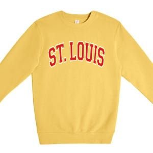 St Louis Missouri Varsity Style Red Text Gift Premium Crewneck Sweatshirt