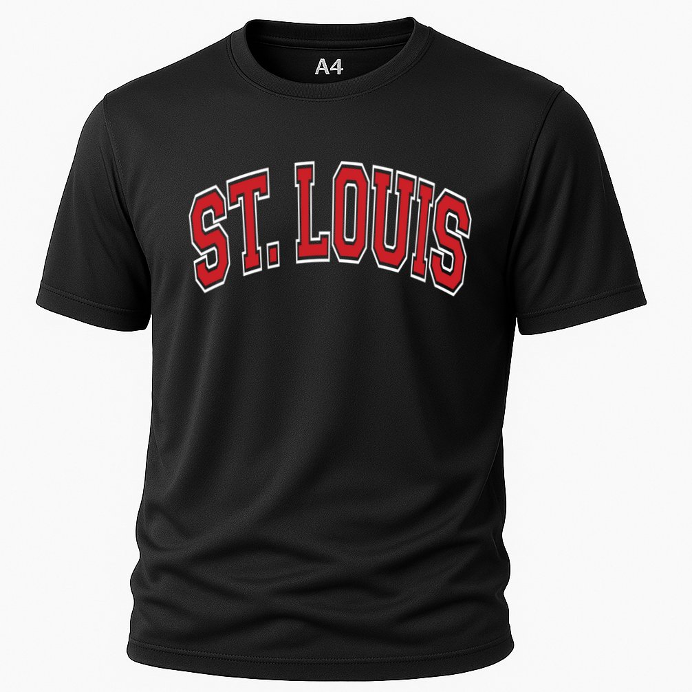 St Louis Missouri Varsity Style Red Text Gift Cooling Performance Crew T-Shirt