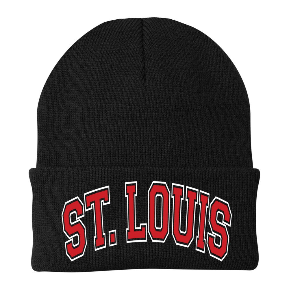 St Louis Missouri Varsity Style Red Text Gift Beanie