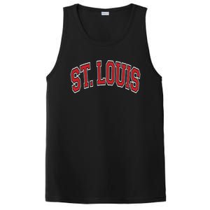 St Louis Missouri Varsity Style Red Text Gift PosiCharge Competitor Tank