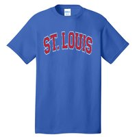 St Louis Missouri Varsity Style Red Text Gift Tall T-Shirt