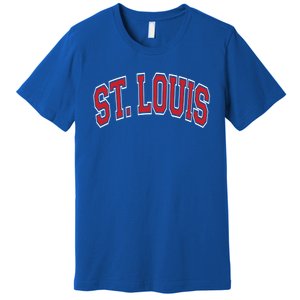 St Louis Missouri Varsity Style Red Text Gift Premium T-Shirt