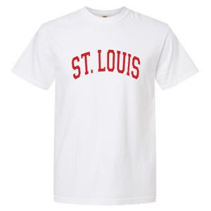 St Louis Missouri Varsity Style Red Text Gift Garment-Dyed Heavyweight T-Shirt