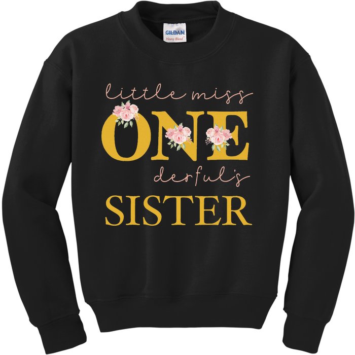 Sister Little Miss Onederful Birthday Party 1 Year Old Kids Sweatshirt