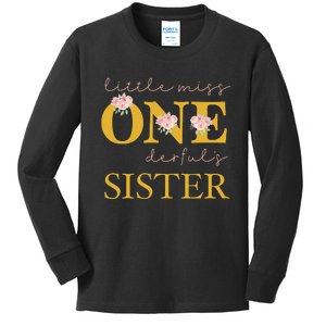 Sister Little Miss Onederful Birthday Party 1 Year Old Kids Long Sleeve Shirt