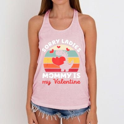 Sorry Ladies Mommy Is My Valentine Valentines Day Cute Gift Women's Knotted Racerback Tank