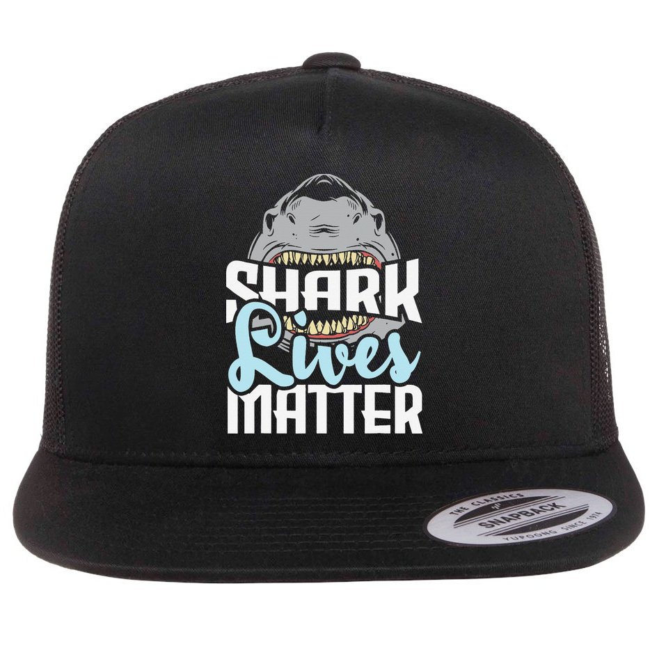 Shark Lives Matter Wildlife Marine Biologist Shark Lovers Flat Bill Trucker Hat