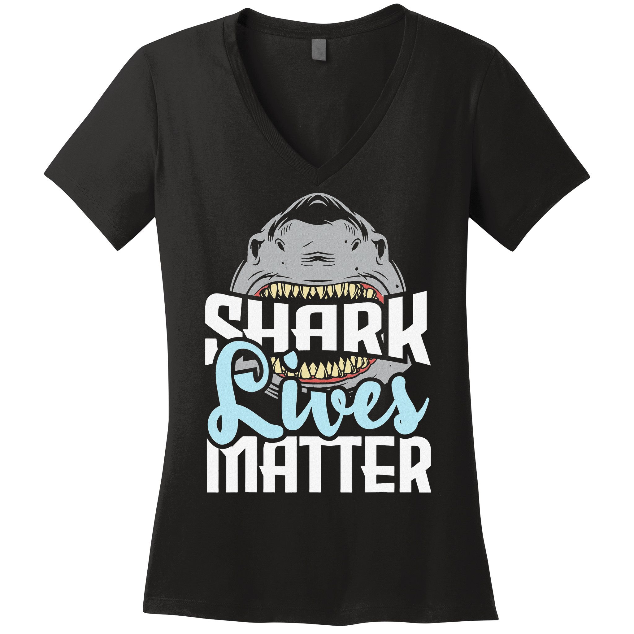 Shark Lives Matter Wildlife Marine Biologist Shark Lovers Women's V-Neck T-Shirt
