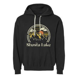 Shasta Lake Mountains California Hiking Outdoors Retro Garment-Dyed Fleece Hoodie