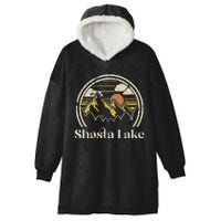 Shasta Lake Mountains California Hiking Outdoors Retro Hooded Wearable Blanket