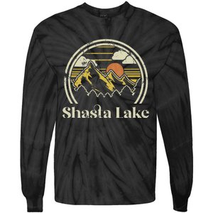 Shasta Lake Mountains California Hiking Outdoors Retro Tie-Dye Long Sleeve Shirt