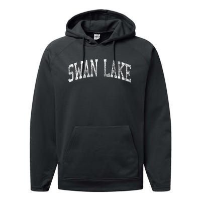 Swan Lake Montana Mt Vintage Athletic Sports Design Performance Fleece Hoodie