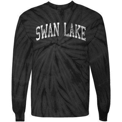 Swan Lake Montana Mt Vintage Athletic Sports Design Tie-Dye Long Sleeve Shirt