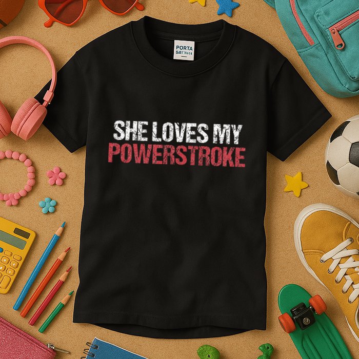 She Loves My Powerstroke Kids T-Shirt