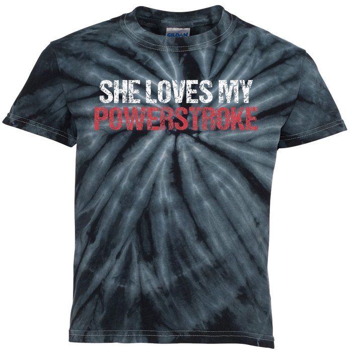 She Loves My Powerstroke Kids Tie-Dye T-Shirt