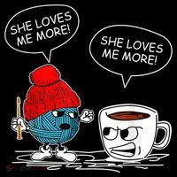 She Loves Me More Crochet Yarn And Coffee Funny Crocheting T-Shirt