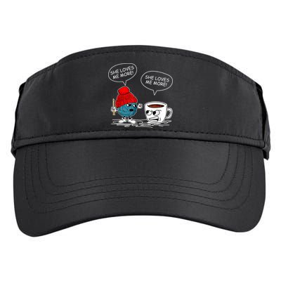 She Loves Me More Crochet Yarn And Coffee Funny Crocheting Adult Drive Performance Visor