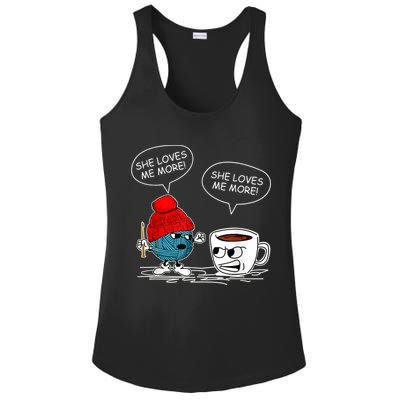She Loves Me More Crochet Yarn And Coffee Funny Crocheting Ladies PosiCharge Competitor Racerback Tank
