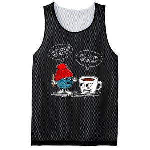 She Loves Me More Crochet Yarn And Coffee Funny Crocheting Mesh Reversible Basketball Jersey Tank