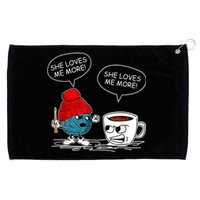 She Loves Me More Crochet Yarn And Coffee Funny Crocheting Grommeted Golf Towel