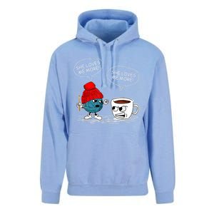 She Loves Me More Crochet Yarn And Coffee Funny Crocheting Unisex Surf Hoodie