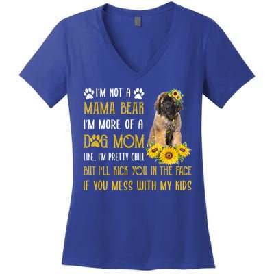 Sunflower Leonberger Mom Mothers Day Dog Mom Gift Women's V-Neck T-Shirt