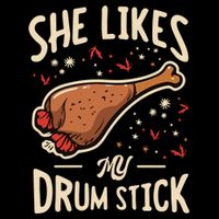 She Likes My Drum Stick Funny Thanksgiving 7-Panel Snapback Hat