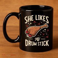 She Likes My Drum Stick Funny Thanksgiving 11oz C Handle Ceramic Mug