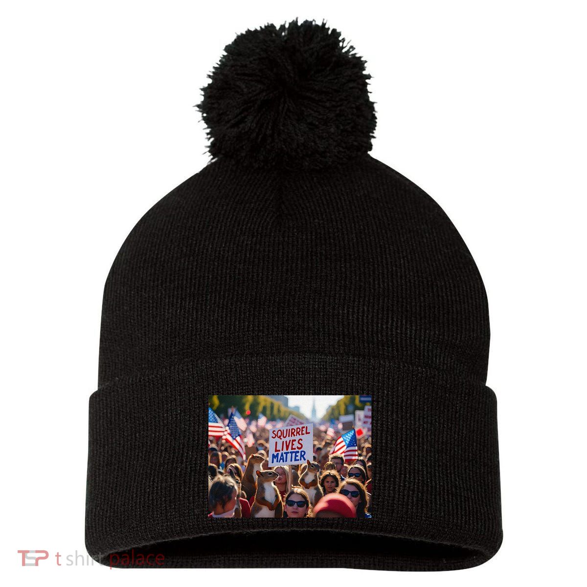 Squirrel Lives Matter Justice For Peanut The Squirrel Pom Pom 12in Knit Beanie