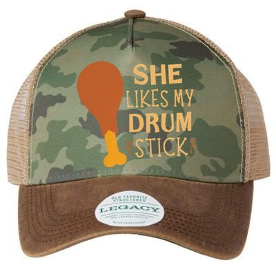 She Likes My Drum Stick Funny Couple Matching Thanksgiving Legacy Tie Dye Trucker Hat