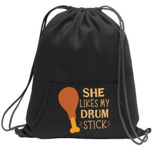 She Likes My Drum Stick Funny Couple Matching Thanksgiving Sweatshirt Cinch Pack Bag