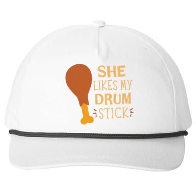 She Likes My Drum Stick Funny Couple Matching Thanksgiving Snapback Five-Panel Rope Hat