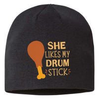 She Likes My Drum Stick Funny Couple Matching Thanksgiving Sustainable Beanie