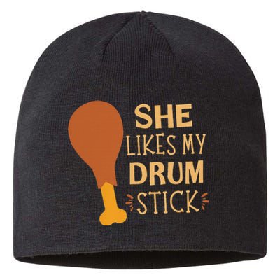 She Likes My Drum Stick Funny Couple Matching Thanksgiving Sustainable Beanie