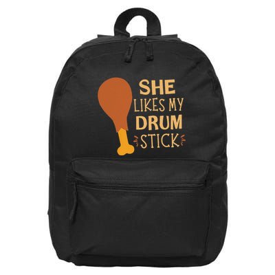 She Likes My Drum Stick Funny Couple Matching Thanksgiving 16 in Basic Backpack