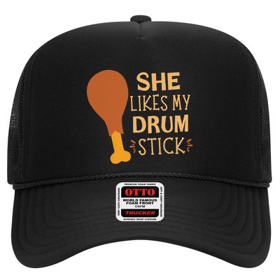 She Likes My Drum Stick Funny Couple Matching Thanksgiving Trucker Hat