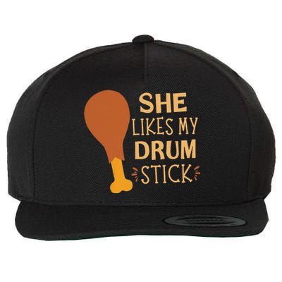 She Likes My Drum Stick Funny Couple Matching Thanksgiving Wool Snapback Cap