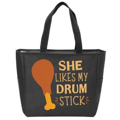 She Likes My Drum Stick Funny Couple Matching Thanksgiving Zip Tote Bag