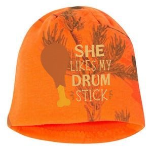 She Likes My Drum Stick Funny Couple Matching Thanksgiving Kati - Camo Knit Beanie