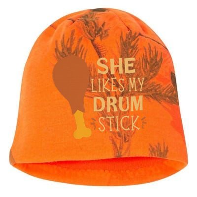 She Likes My Drum Stick Funny Couple Matching Thanksgiving Kati - Camo Knit Beanie