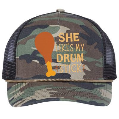 She Likes My Drum Stick Funny Couple Matching Thanksgiving Retro Rope Trucker Hat Cap