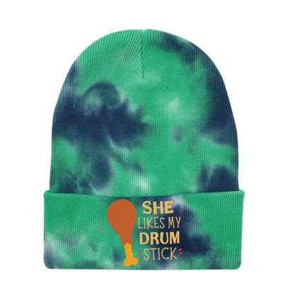 She Likes My Drum Stick Funny Couple Matching Thanksgiving Tie Dye 12in Knit Beanie