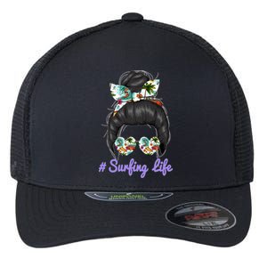 Surfing Life Mom Messy Bun Glasses Mothers Day Funny Gift Flexfit Unipanel Trucker Cap