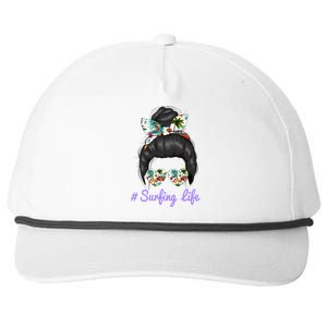 Surfing Life Mom Messy Bun Glasses Mothers Day Funny Gift Snapback Five-Panel Rope Hat