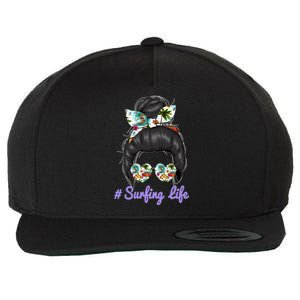 Surfing Life Mom Messy Bun Glasses Mothers Day Funny Gift Wool Snapback Cap