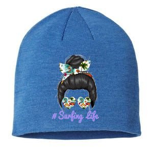 Surfing Life Mom Messy Bun Glasses Mothers Day Funny Gift Sustainable Beanie